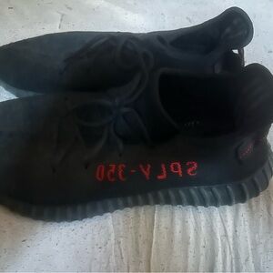 Yeezy Black and Red Athletic Shoes